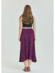 Gipe Waist Tied Wine Patterned Plus Size Skirt 4598